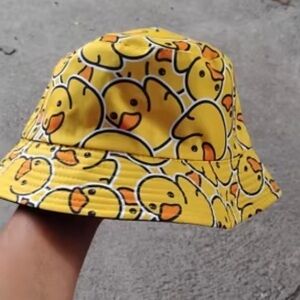 Yellow Duck Pattern Bucket Hat
